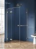NEW TRENDY Kabina prysznicowa z uchwytem relingowym prawa AVEXA GOLD BRUSHED 90x80x200 EXK-3047